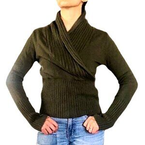 MASSIMO- Womens knit V-neck Cross Front -Color: Army Green sweater -Size: Small